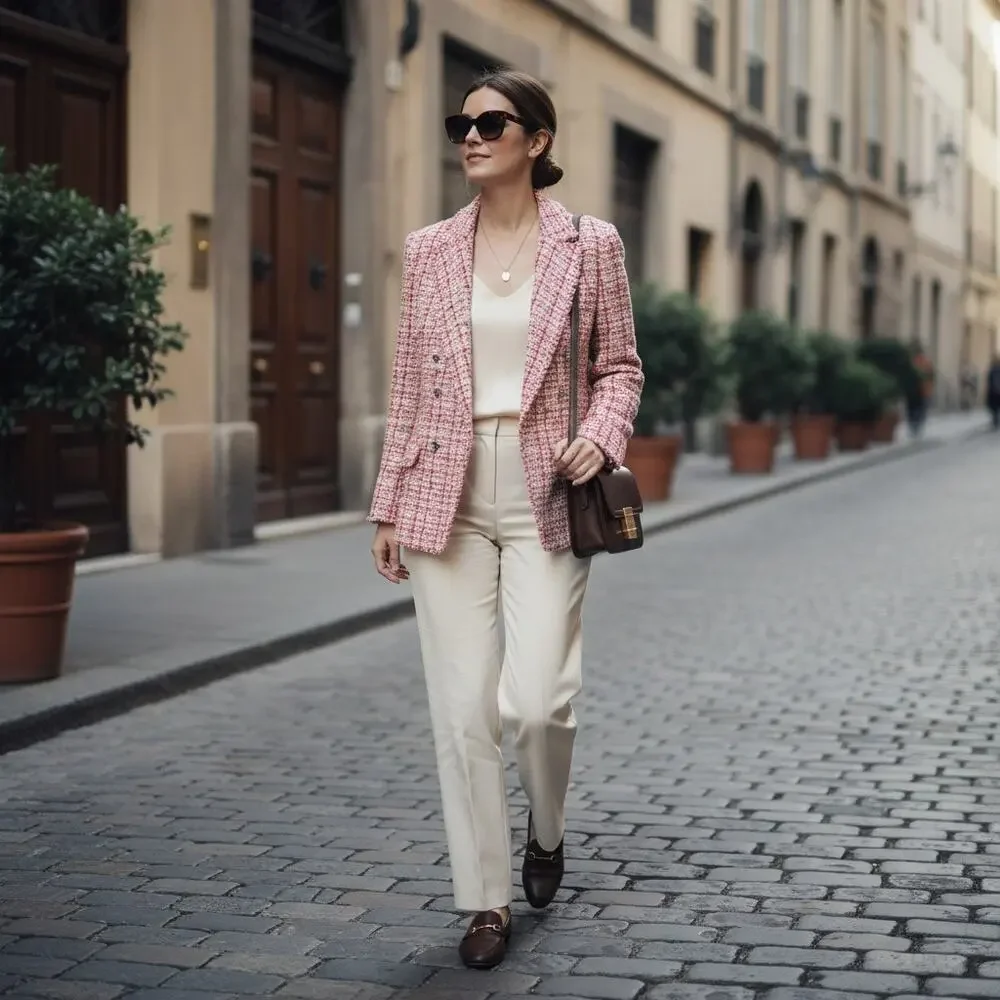 Talbots Plus 14W Red Tweed Metallic Blazer Old Money Preppy Fringe Jacket - Picture 4 of 15